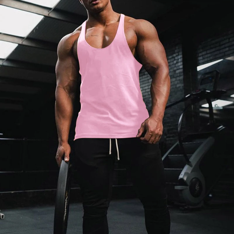 

Hot Sale Men Fitness Clothing Blank Sleeveless Shirt Mens Gym Stringer Tank Top Bodybuilding Tanktop Men Sportwear Undershirt Ve