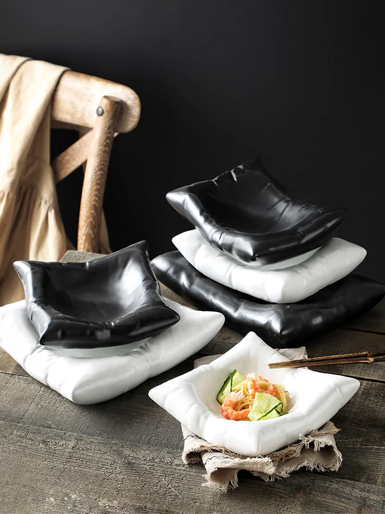 IDÉE セラミックリーフレットプレート クリエイティブな枕の形をしたセラミックサラダプレート,食器