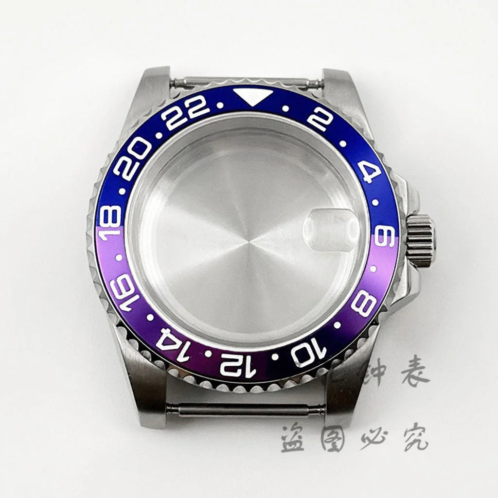 High-Quality 40MM GMT Watch Case with Aluminum Bezel, Stainless Steel Finish