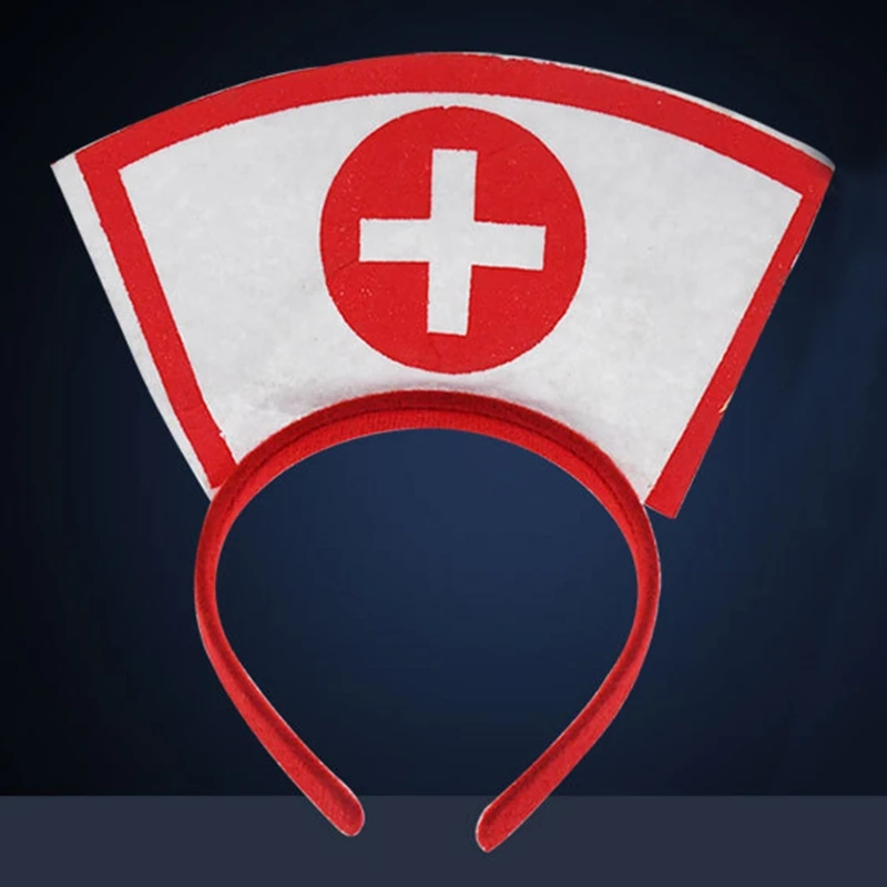 Krankenschwester-Hut-Stirnband mit rotem Kreuz für Halloween-Party, Stethoskop, Oberschenkelgürtel – Detail 7