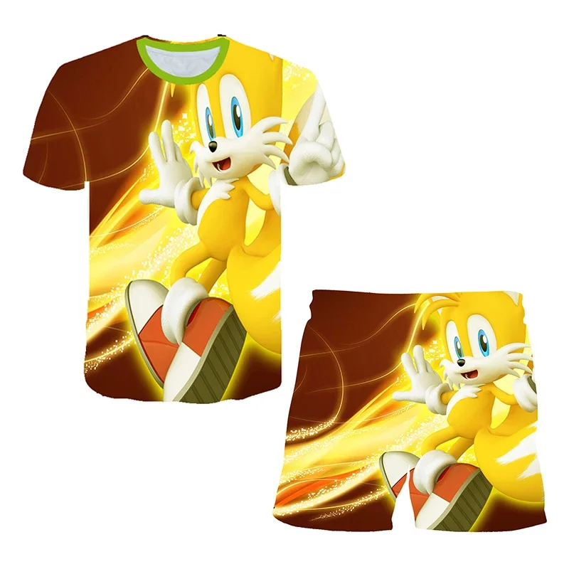 thumbnail image 1 of Camiseta de Sonic 2 para niños y niñas, traje de verano, 4-14T, estampado 3D de Sonic, camisetas de manga corta para niños, patrón de traje, 1 of 5