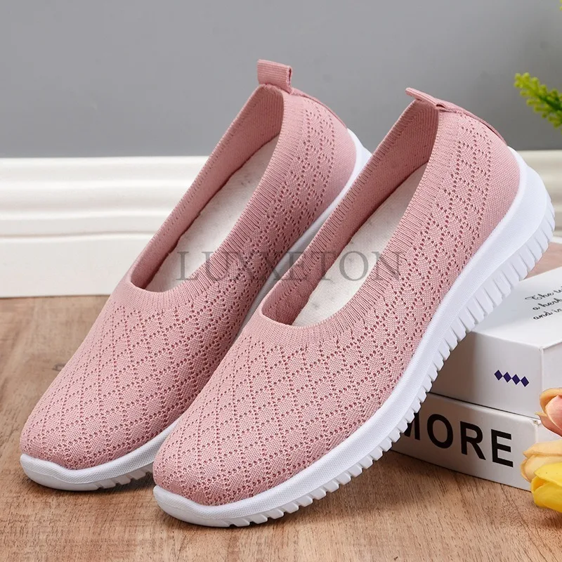 Ladies Summer Comfortable Plus Size Ladies Mesh BreathableSports  Socks Ladies Light Casual Sports Shoes Flat Ladies Loafers 2