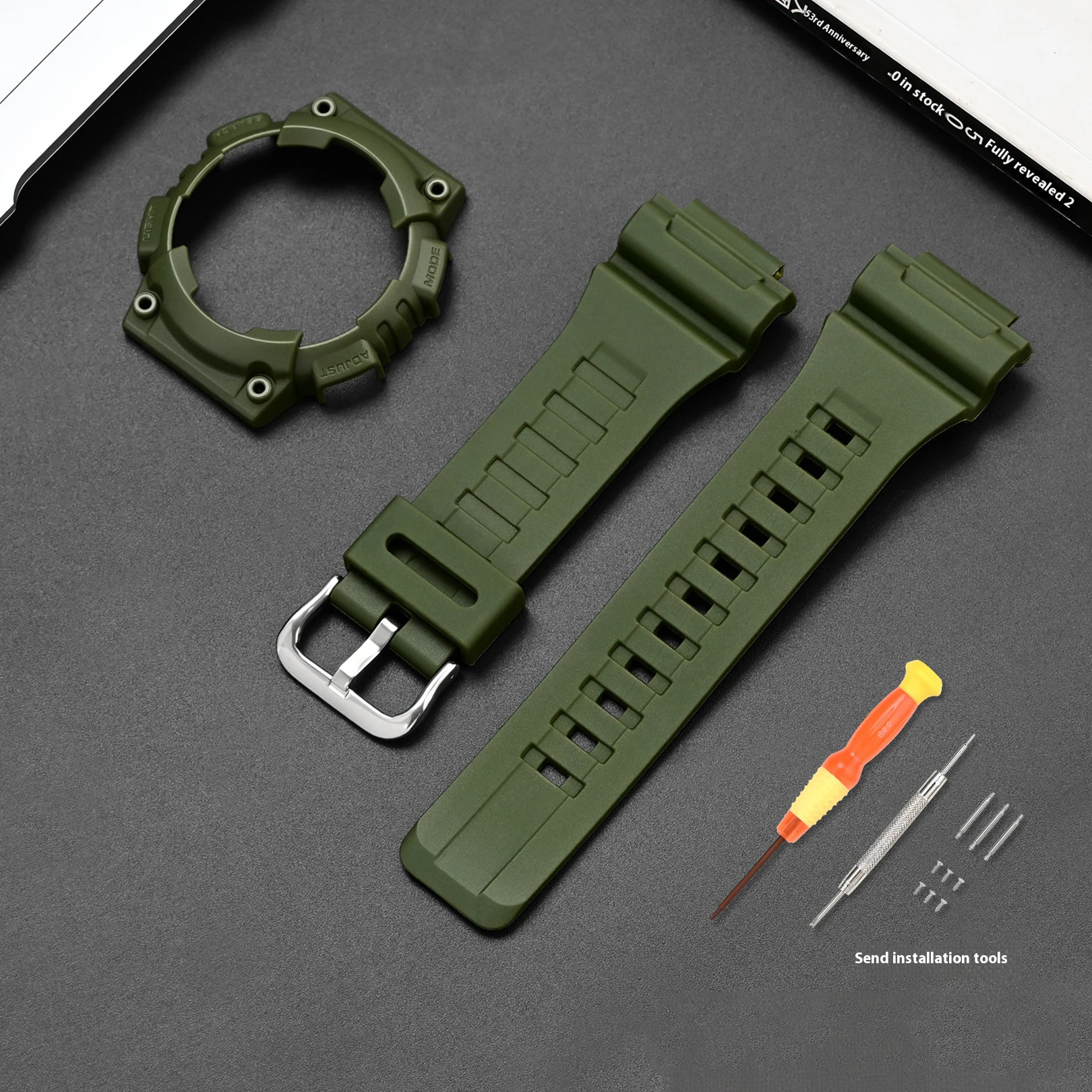 Durable Rubber Resin Sports Watch Band with Protective Shell