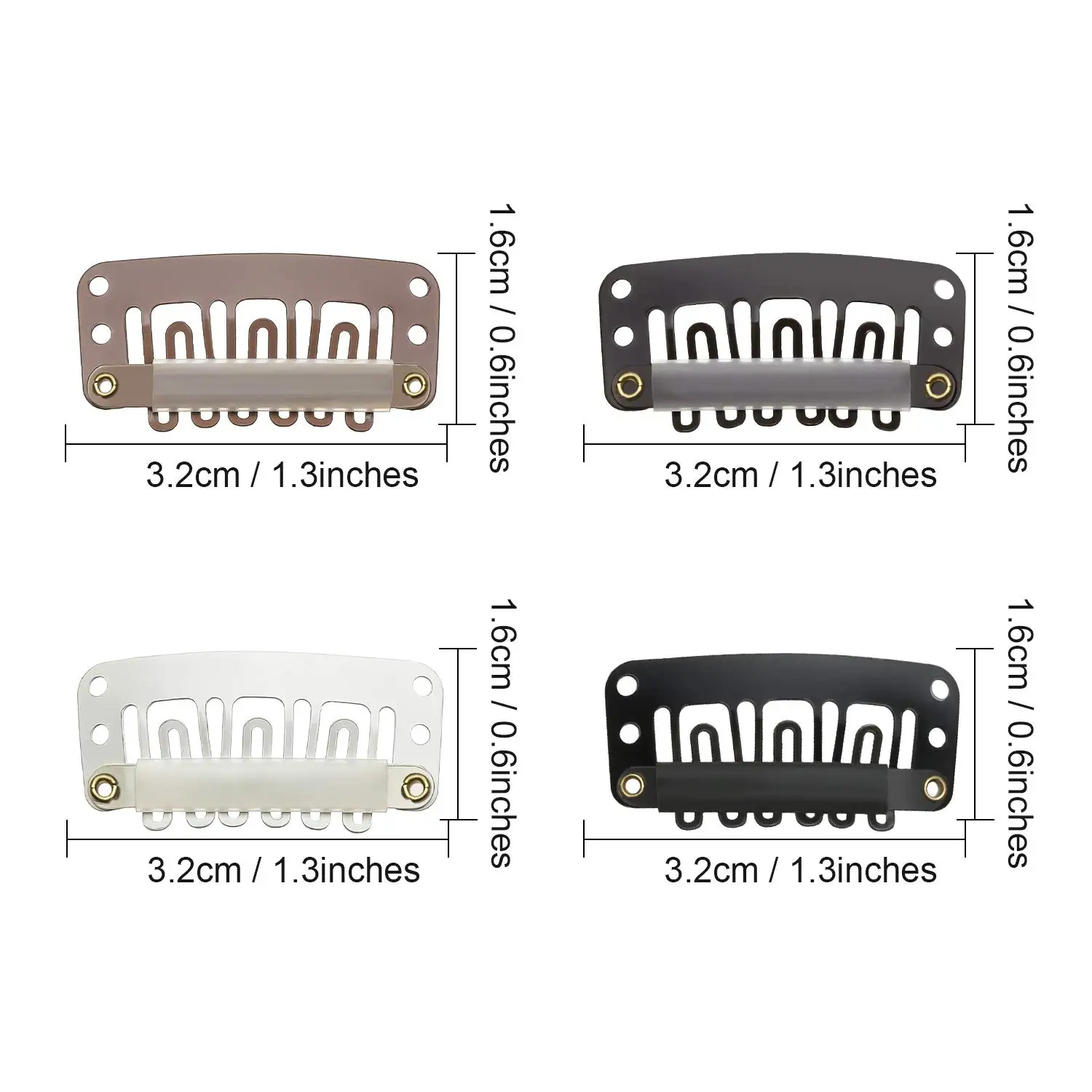 20/50pcs 32mm U자형 가발 클립(실리콘 백 포함) 헤어 익스텐션용 스냅 클립 헤어 액세서리 도구