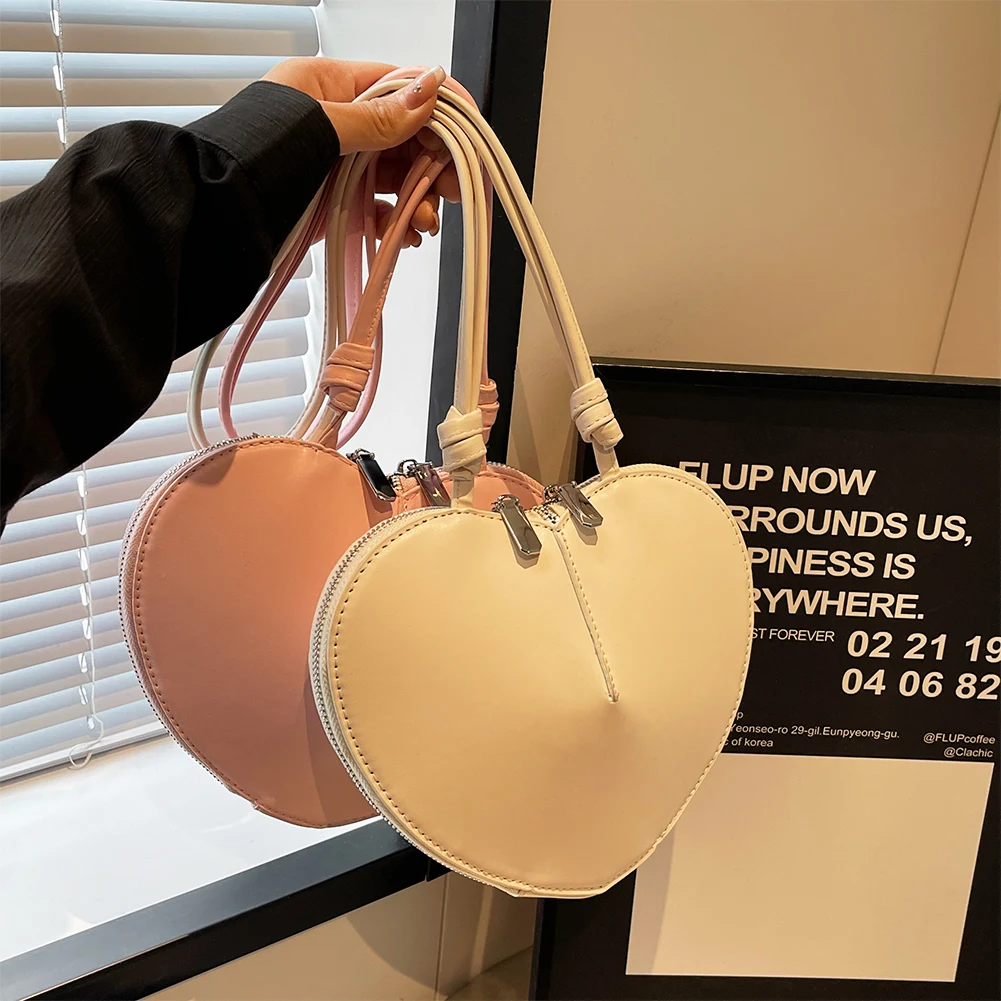 

Стильная сумка через плечо из искусственной кожи в форме сердца, женские универсальные маленькие сумки для повседневного и офисного использования, кожаный мини-мессенджер через плечо