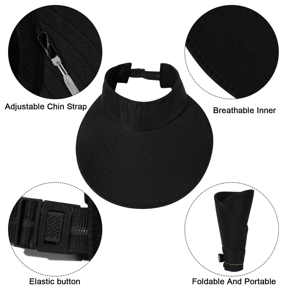 Summer Wide Brim Sun Visor Hat Adjustable UV Protection Golf Hat Portable Lightweight Sports Cap Casual Beach Cap for Women Men