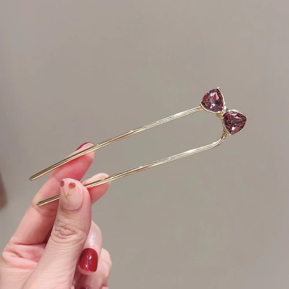 Vintage Haarspange mit Blumen- und Schmetterlingsmotiv für Damen und Mädchen, U-förmige Metall-Haarnadel, blaue Kristall-Haargabel, Haarschmuck für Hochsteckfrisuren – Detail 13