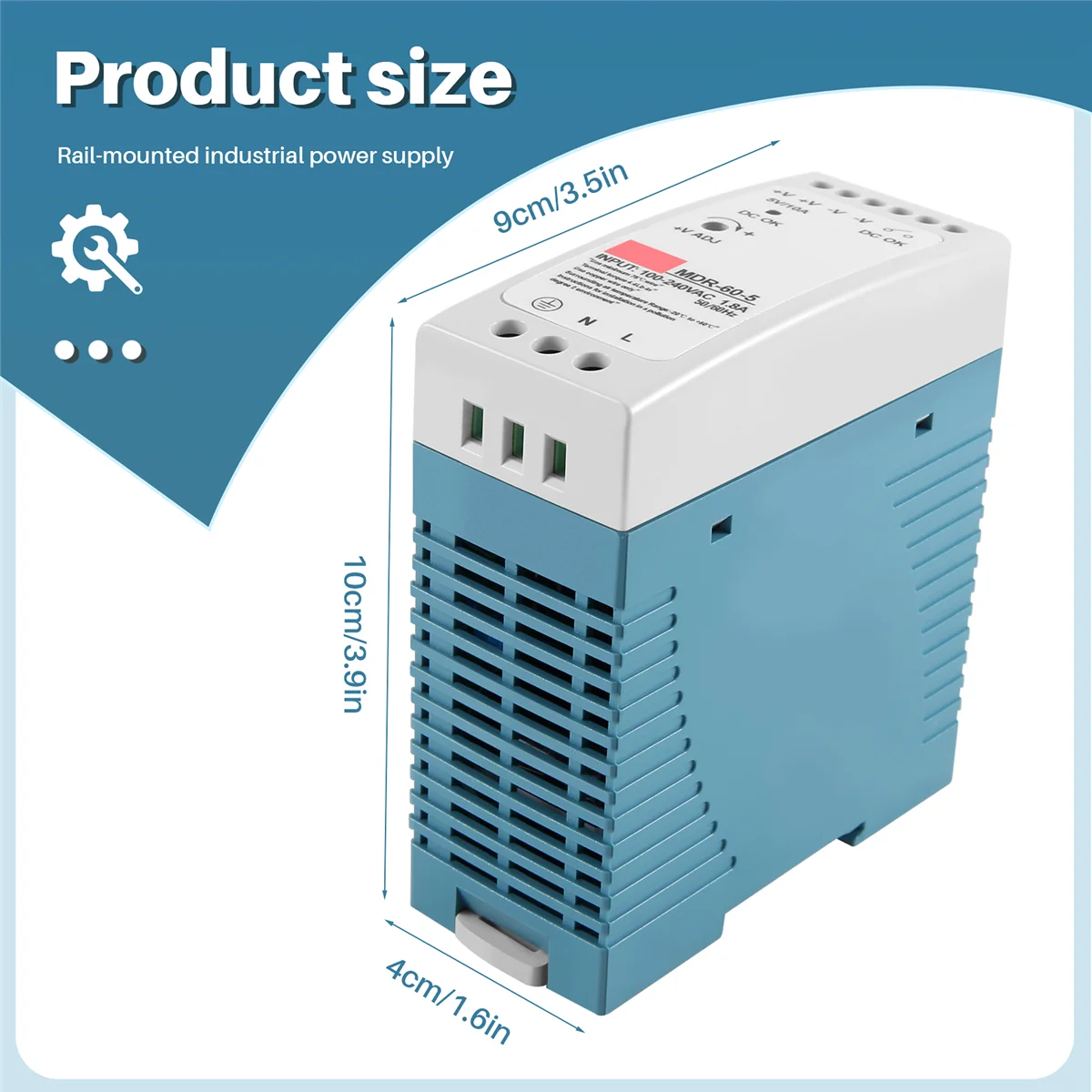 MDR-60 AC-DC 드라이버 전압 조정기 전원 공급 장치, 5V 60W Din 레일, 110V 220V