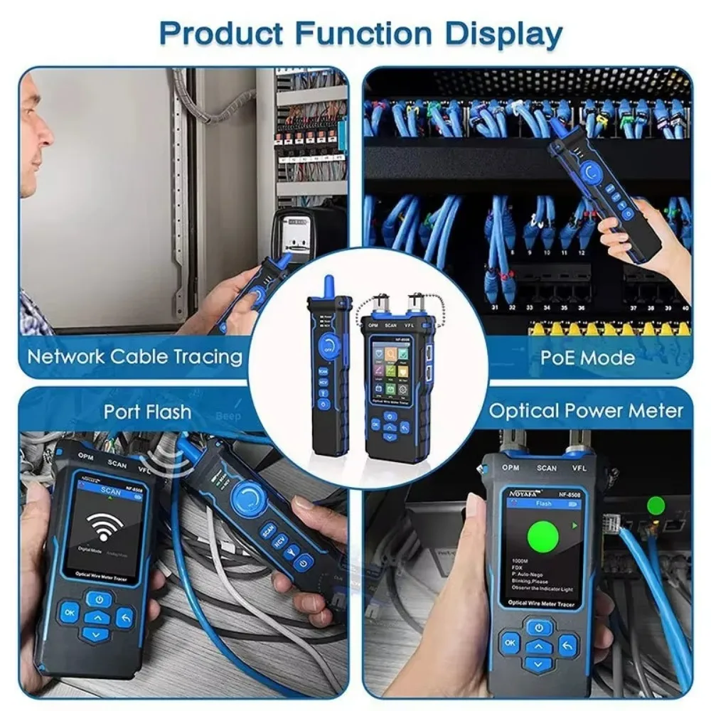 NOYAFA network cable tester LCD digital rechargeable network line finder wire tracker PoE checker optical wire meter NF-8508