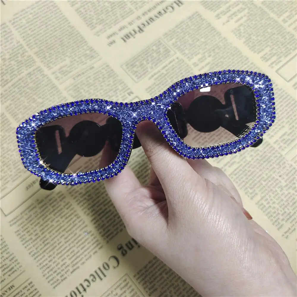 

Vintage Rhinestone Y2K Eyewear Bling Polygon Sun Glasses Ladies Shades Diamond Sunglasses