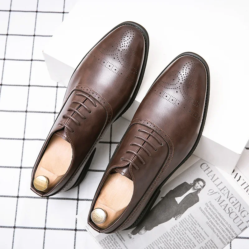 

2023 new Man Split Leather Shoes High quality Classic Man Business Office Male Comfortable Dress Leather Shoes Wedding Party
