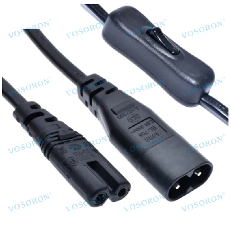 Wresetly Rallonge D'alimentation, Iec320 C7 à C8 Rallonge D'Adaptateur D'alimentation Avec Commande Par Interrupteur Avec Interface 8