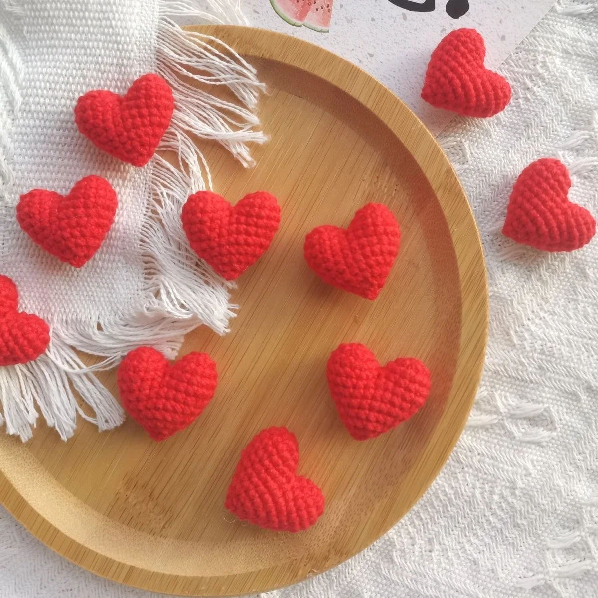 1/2/3pcs Pink red Crocheted Heart Cards Handmade Crochet Love Ornament Valentine's Day Gift Wedding Gifts