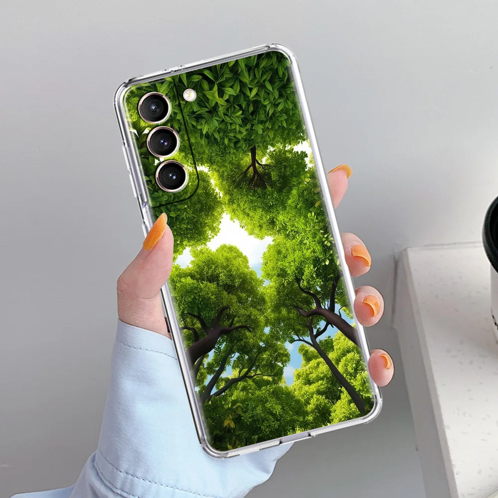 Nature-Inspired Clear Soft Phone Case with Forest Tree Design