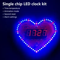 Heart Shaped 4-Digit DIY Clock Kits with LED Lights Date/Time/Temperature/Week Alarm Clock Soldering Suite for Christmas Gifts 1