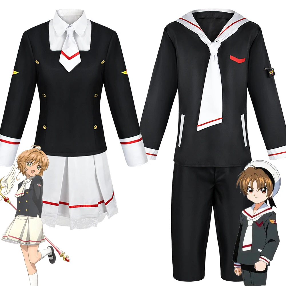 

Anime Card Captor Kinomoto Sakura Cosplay Costume Adult Women Men JK Sailor Skirt Suit School Uniform Halloween Outfit