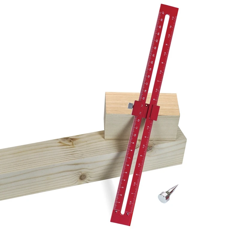 Smart-Woodworking Pocket Ruler W/ Circular Drawing Positioning Needle-T-Type Scribe Square Layout Tool Drawing Compass