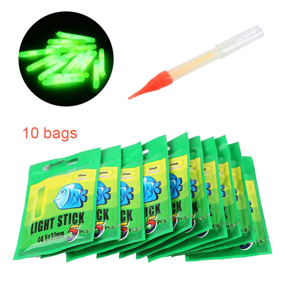 50pcs Night Fishing Float Rod Light Dark Glow Stick Fishing Fluorescent