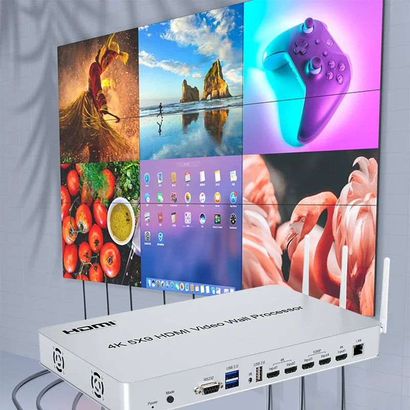 PIP 4K 3x3 5x9 HDMI 비디오 월 컨트롤러 수직 세로 화면 접합 프로세서 TV 스플라이서 줌 인 아웃 이동 90 180 ° 회전시키기