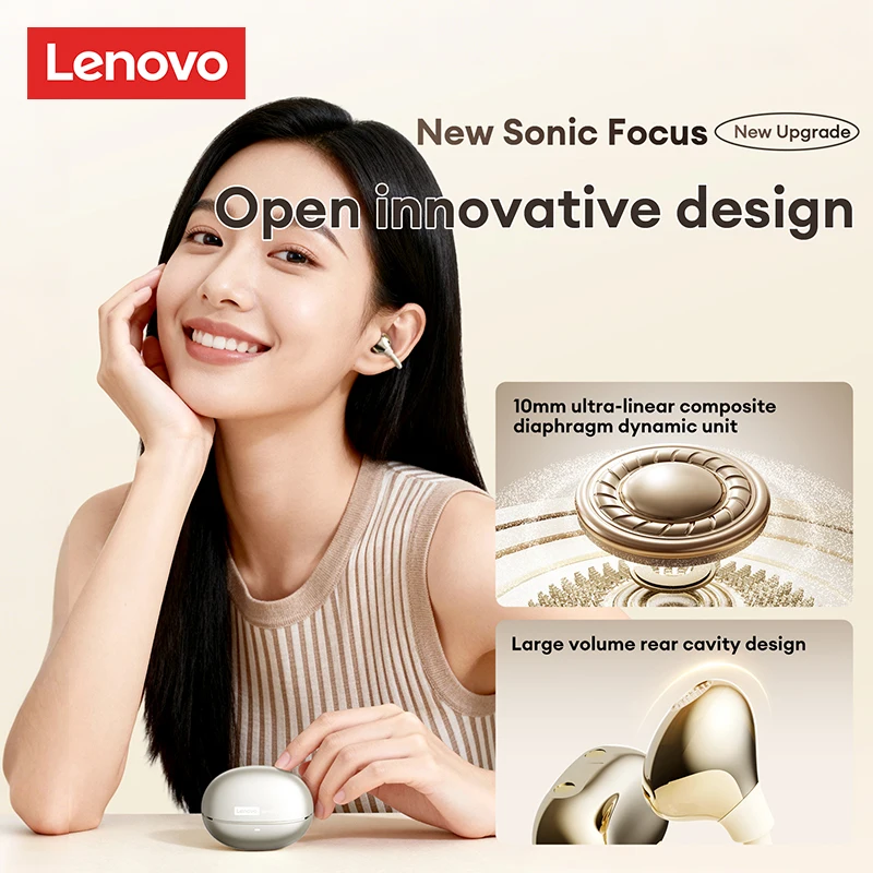 Lenovo RS106 OWS Ear Clip Bluetooth 6.0 Earphones Stereo Sound Sports Music Wireless Headphones Low Latency HD Call Earbuds New - Imagen 2