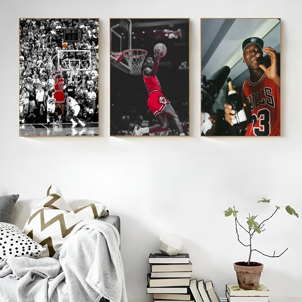 Poster Prints Movie Poster Vintage Posters Diy Poster Sticker 1PC M-Michael J-Jordan Poster Self-adhesive Art Waterproof Paper Sticker Coffee House Bar Room Wall Decor