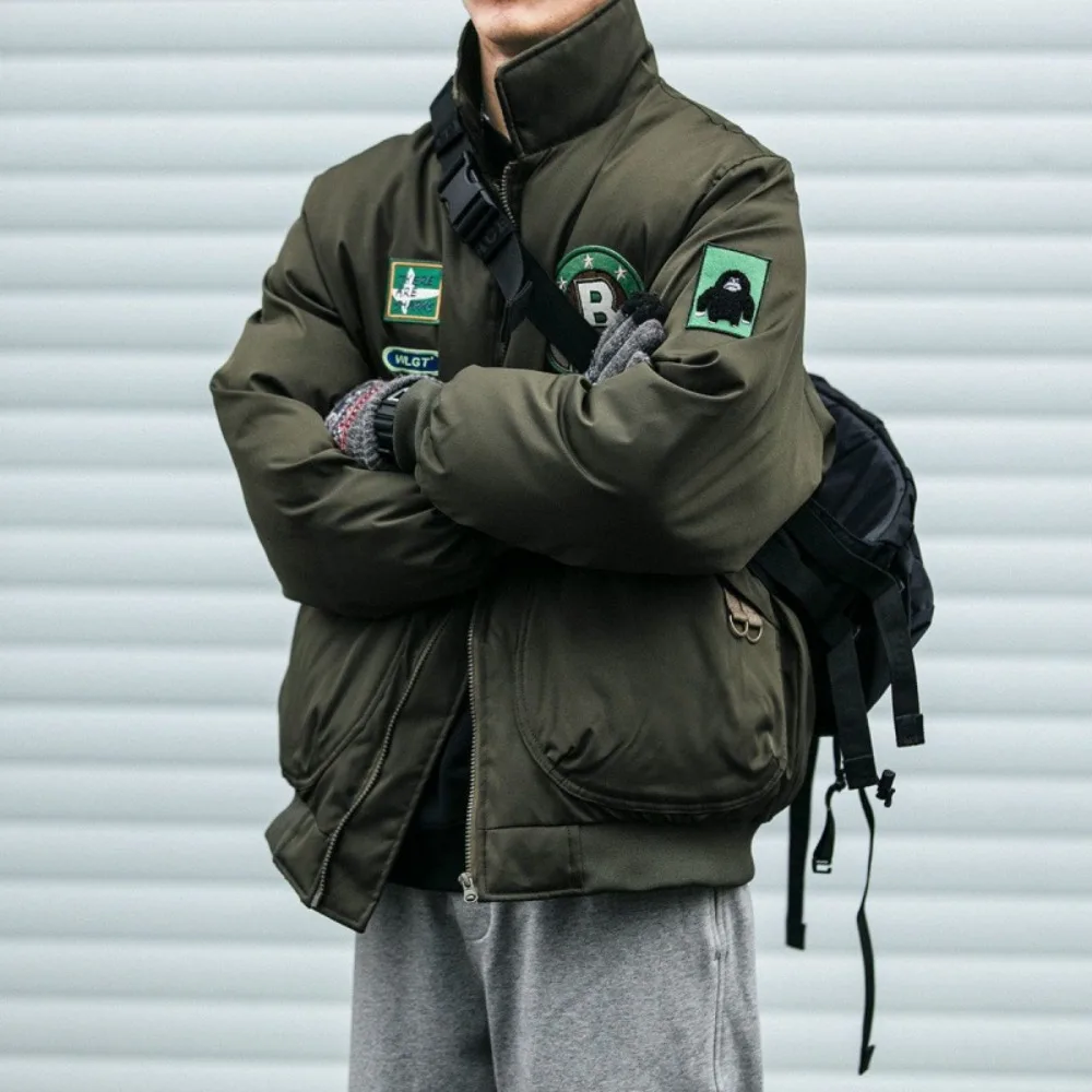 

New Winter Thickened Baseball Cotton Coat American Work Coat Men's Couple Loose Pilot Thickened Jacket