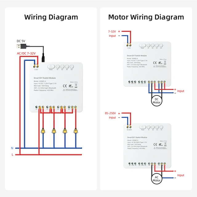 AVATTO Smart WiFi Wireless APP Remote Control 4 Channel 250V Dry Contact Relay Switch Module,Works With Alexa Google Home 6