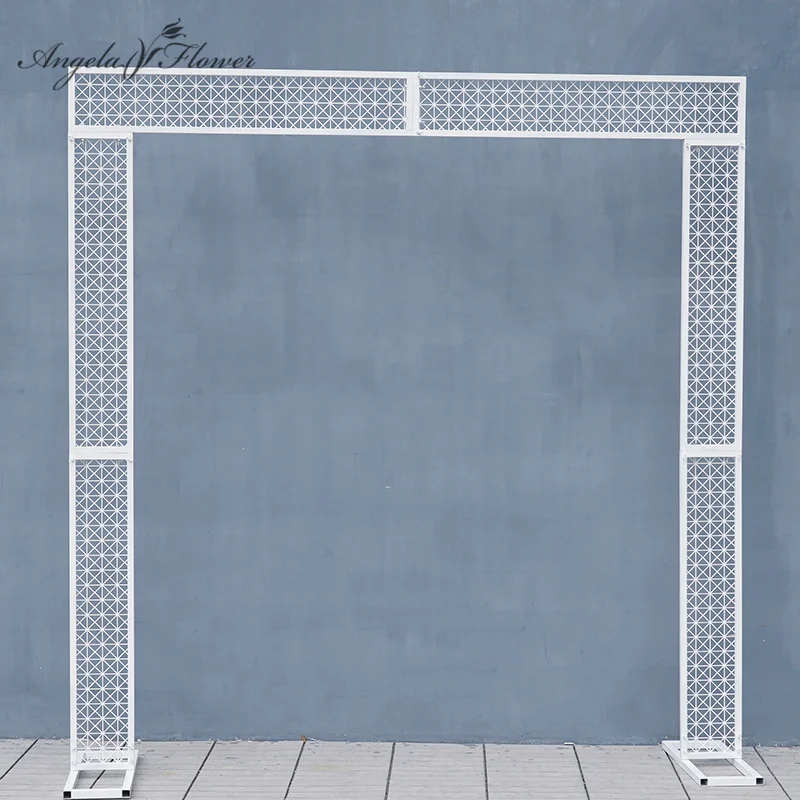 7.2ft White Metal Stable Square Grid Screen Flower Stand Wedding Backdrop Frame Decor Floral Arrangement Party Event Props A8087