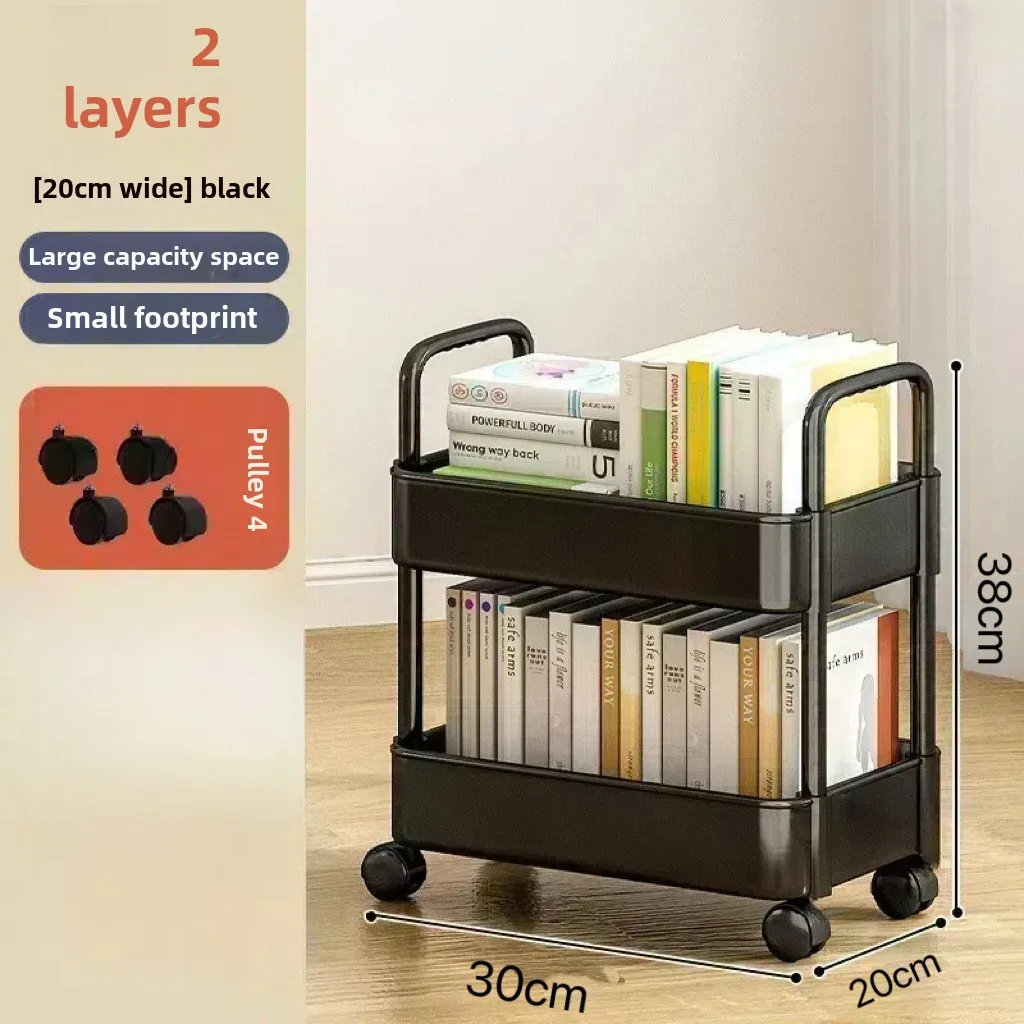 Plastic Rolling Storage Cart Open Shelves Kitchen Bedroom Living Room