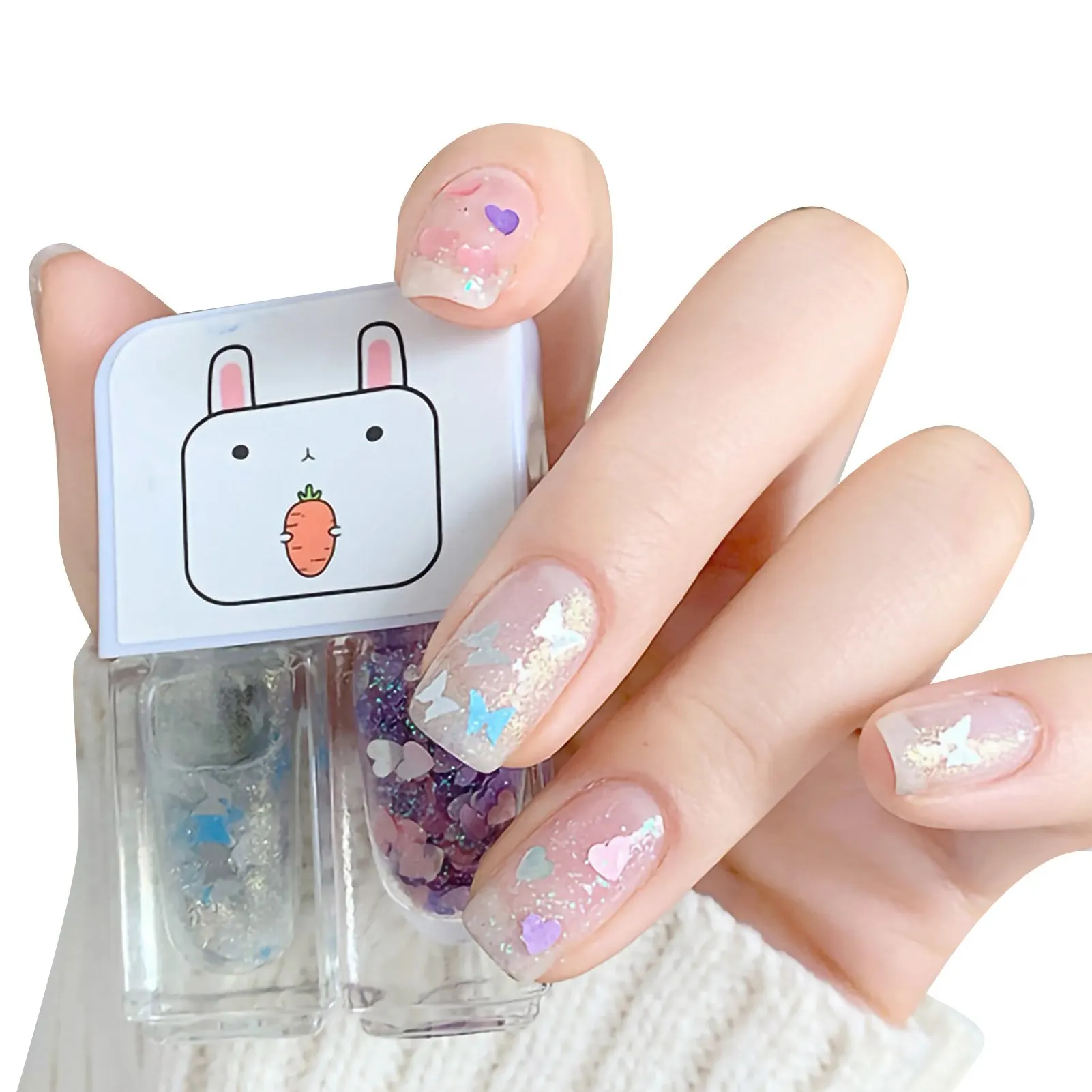 High Gloss Shine Water-Based Peel-Off Nail Polish Set - 2 Bottles, Frosted Finish