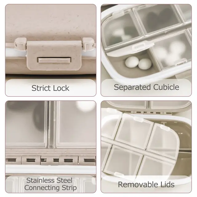 1Csepp Utazási Tabletta Szervező, 8 Rekesz Hordozható Tok, Kis Doboz A Zseb Pénztárcájához Gyógyszer Vitamin Contai - Image 5