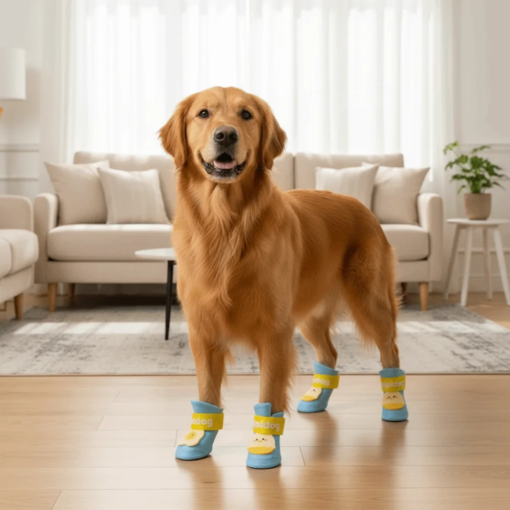 4Pcs/Set Silicone Pet Rain Boot Anti Slip Sole Wear Resistance Pet Paw Protector Waterproof Cartoon Outdoor Dog Footwear Outdoor