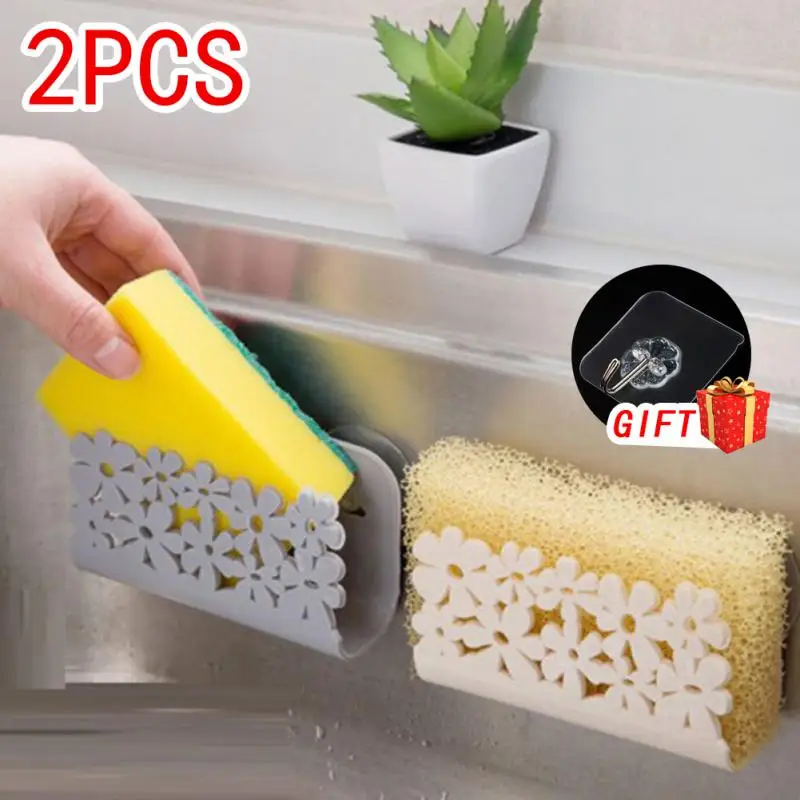 

2PCS Kitchen Sponges Holder Self Adhesive Sink Sponges Drain Drying Rack Bathroom Storage Holder Kitchen Sink Accessories