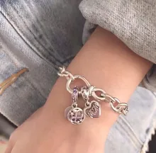 

100% S925 Sterling Silver New Timeless Symbol Flower Knot Pan Bracelet For Women Wedding Party Gift Fashion Jewelry