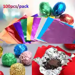 100pcs Colorful Aluminum Foil Wrapping Sheets for Candy and Food Wrapping (Coffee)