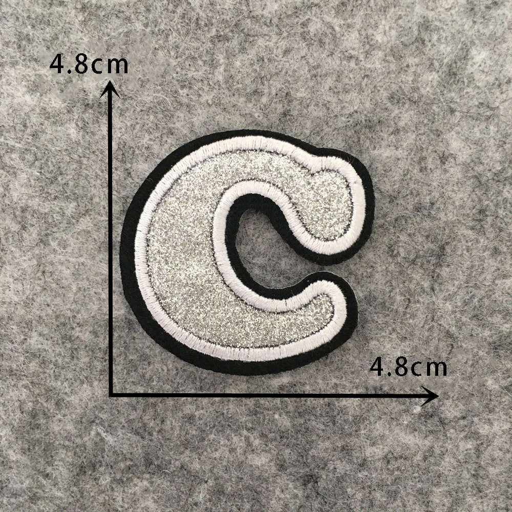 English Silver Letters Embroidery Iron-On Patches - Hot-Melt Adhesive DIY Clothing Embellishments (Set of 26)
