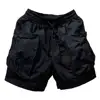 Summer Men Shorts Elastic Waist Adjustable Drawstring Cargo Shorts Thin Wide Leg High Street Hip Hop Style Short Pants 3