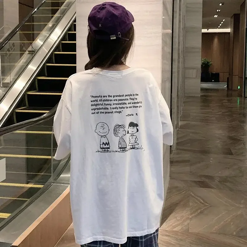 여성 반팔 상의, 루즈핏 한국 스타일, 인스타 유행 학생, 하라주쿠 스타일, 매우 인기있는 탑 바디 셰이퍼