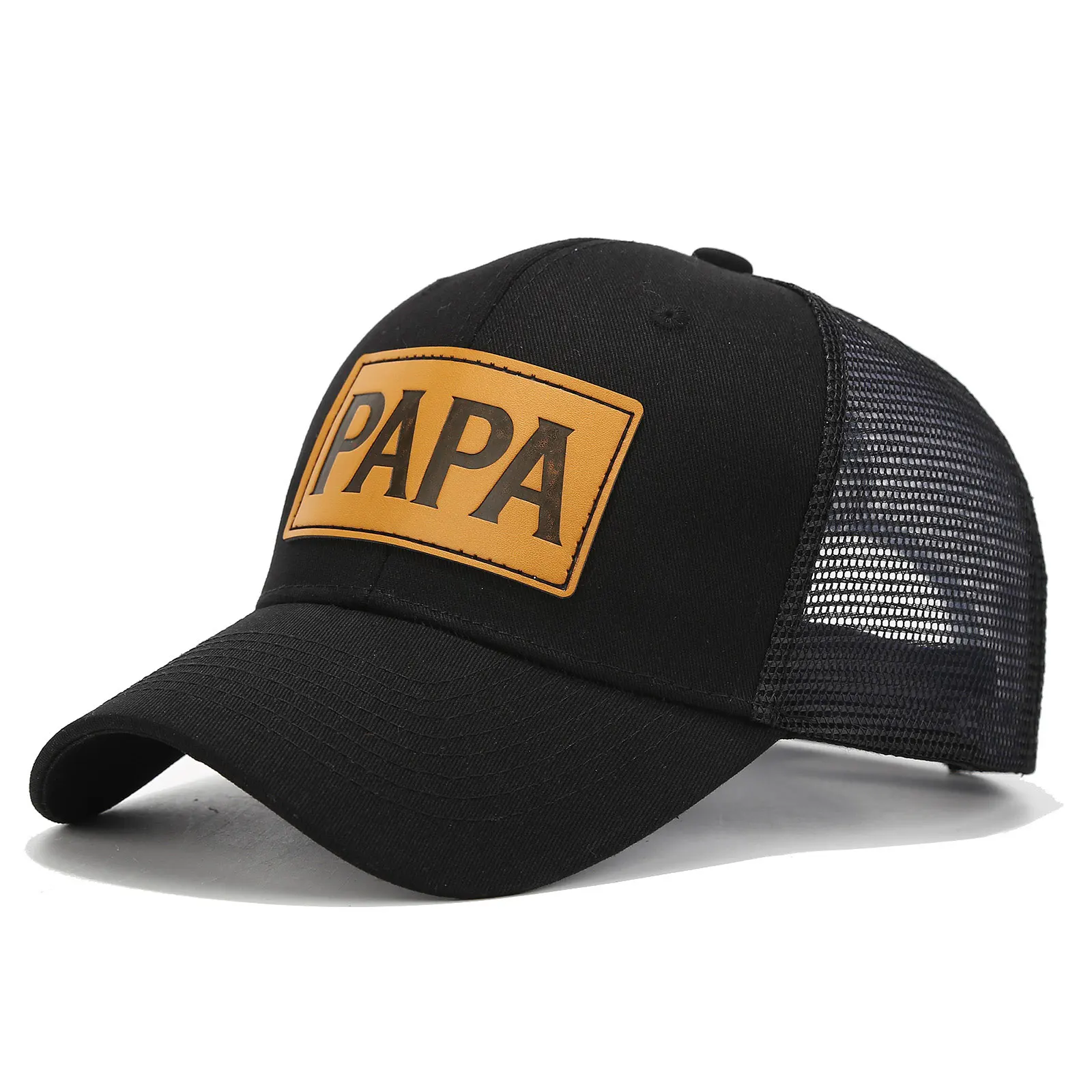 PAPA Letter Leather Patch Baseball Caps Adjustable Snapback Breathable Trucker Hat Casual Outdoor Sport Cap Lightweight Sun Hats 3