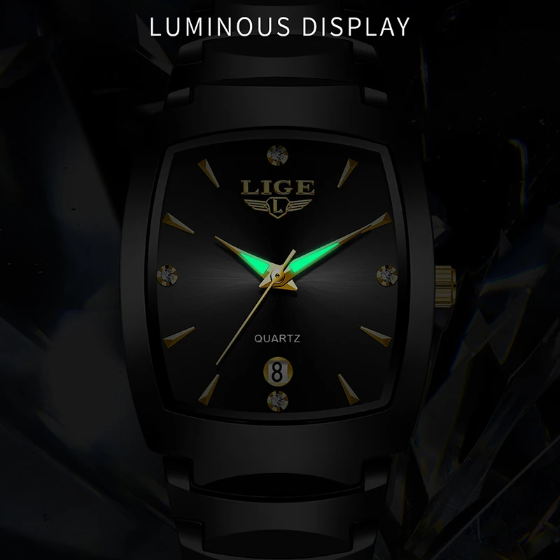 LIGE Top Brand Luxury Square Women Watches Fashion Waterproof Bracelet Ladies Watch Woman Quartz Wrist Watch Relogio Feminino