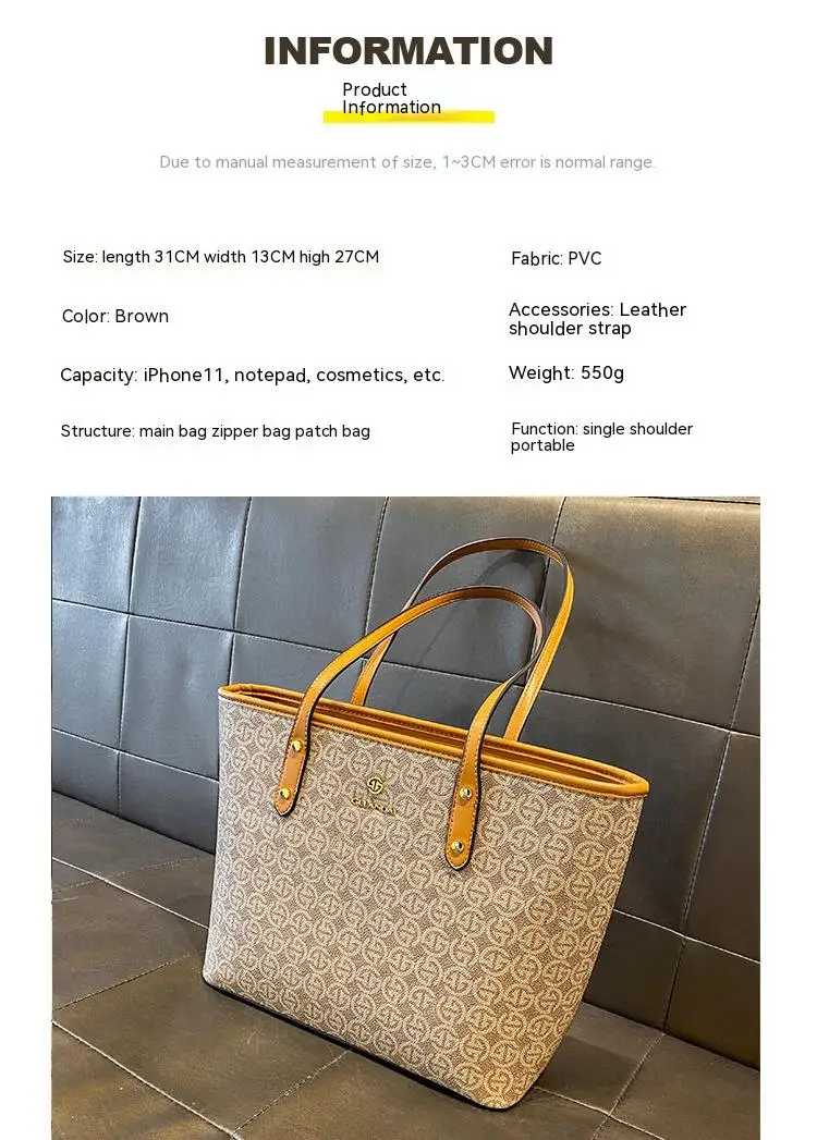 New 2023 Hot Selling Women's Bag Light Luxury Women's Bag Commuting Large Capacity Fashion Tote Bag Popular Simple Big Bag_voghion.com