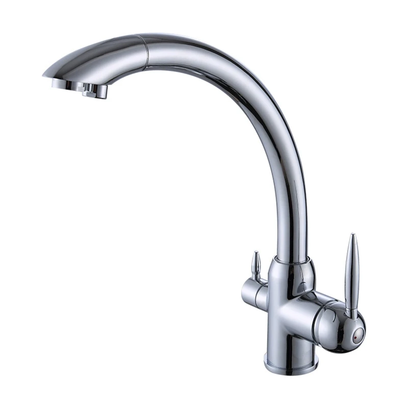 

Double Water Outlet Sink Faucet Kitchen Bar Drinking Water Faucet Hot and Cold Mixer Tap for Drinking, Kitchen Cooking