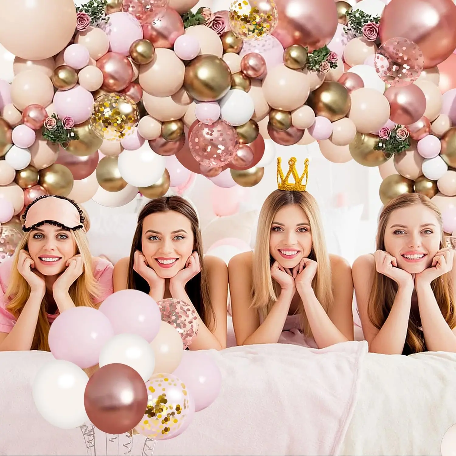 Rose Gold Balloon Garland Kit Confetti Balloons for Wedding Bridal Shower Princess Party Girl Birthday Baby Shower Decorations