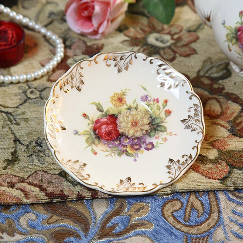 Ivory Porcelain Tea Cups and Saucers, Rose Teacups with