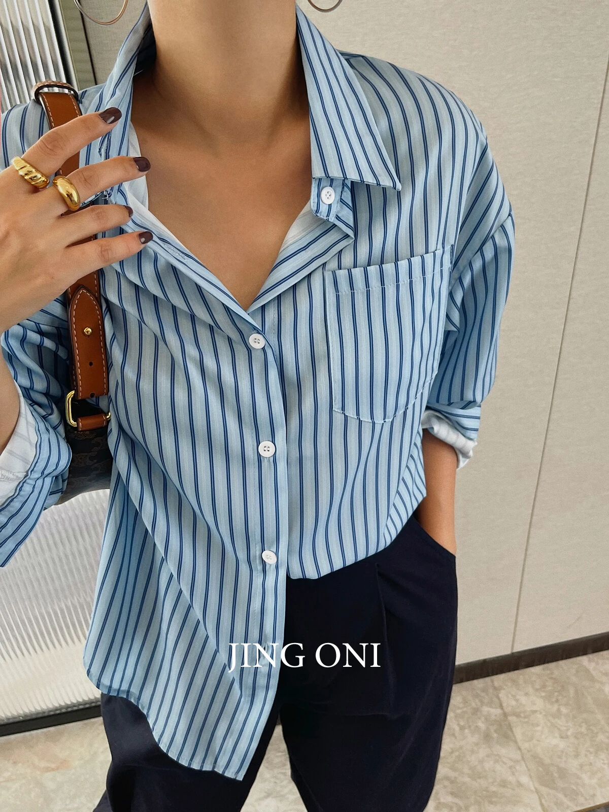 Striped Shirts Blouses 2023 Woman Clothing Fashion Autumn Korean Style Vintage Y2k Long Sleeve Tops Youthful Plaid Chic Oversize