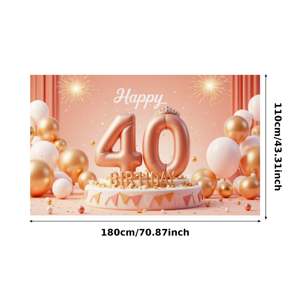 Alles Gute zum 40. Geburtstag Banner Rose Gold Geburtstag Party Hintergrund Ballon Dekoration für Feier Fotografie Event – Detail 6
