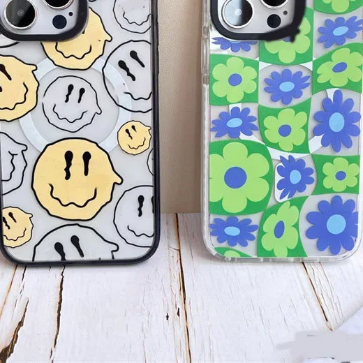 

Face Flower MagSafe Phone Case Cover for IPhone 12 13 14 15 Pro Max Case for IPhone 15 Pro Max