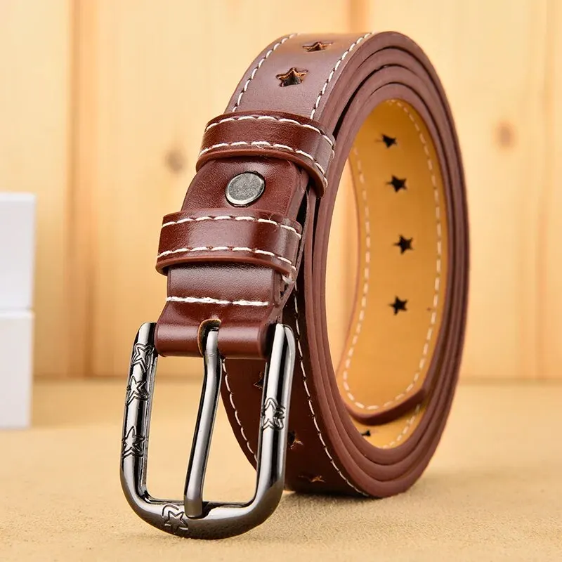 1pc Women's Belt Fashion Retro Belt Five Pointed Star Hollow Belt Soft Pu Belt Paired With Jeans Overalls Belt Trend Lady Belt