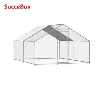 SucceBuy Large Metal Chicken Coop with Roof & Lock 1