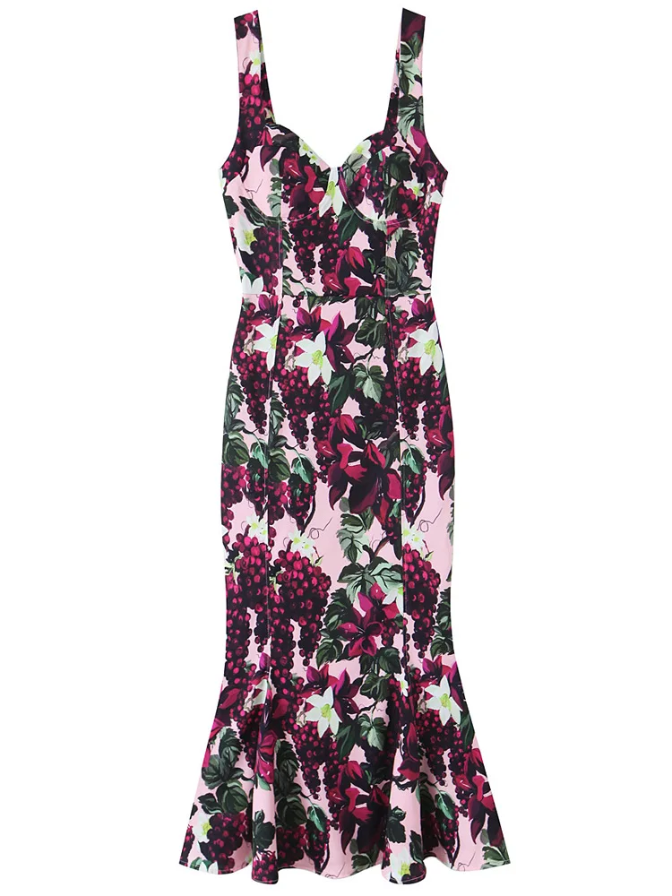 فستان TRAF 2025 للسيدات مطبوع عليه فاكهة فستان صيف...